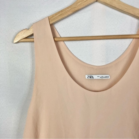 Zara Light Pale Pink Chiffon Scoop Neck Tank Top S - Picture 3 of 3